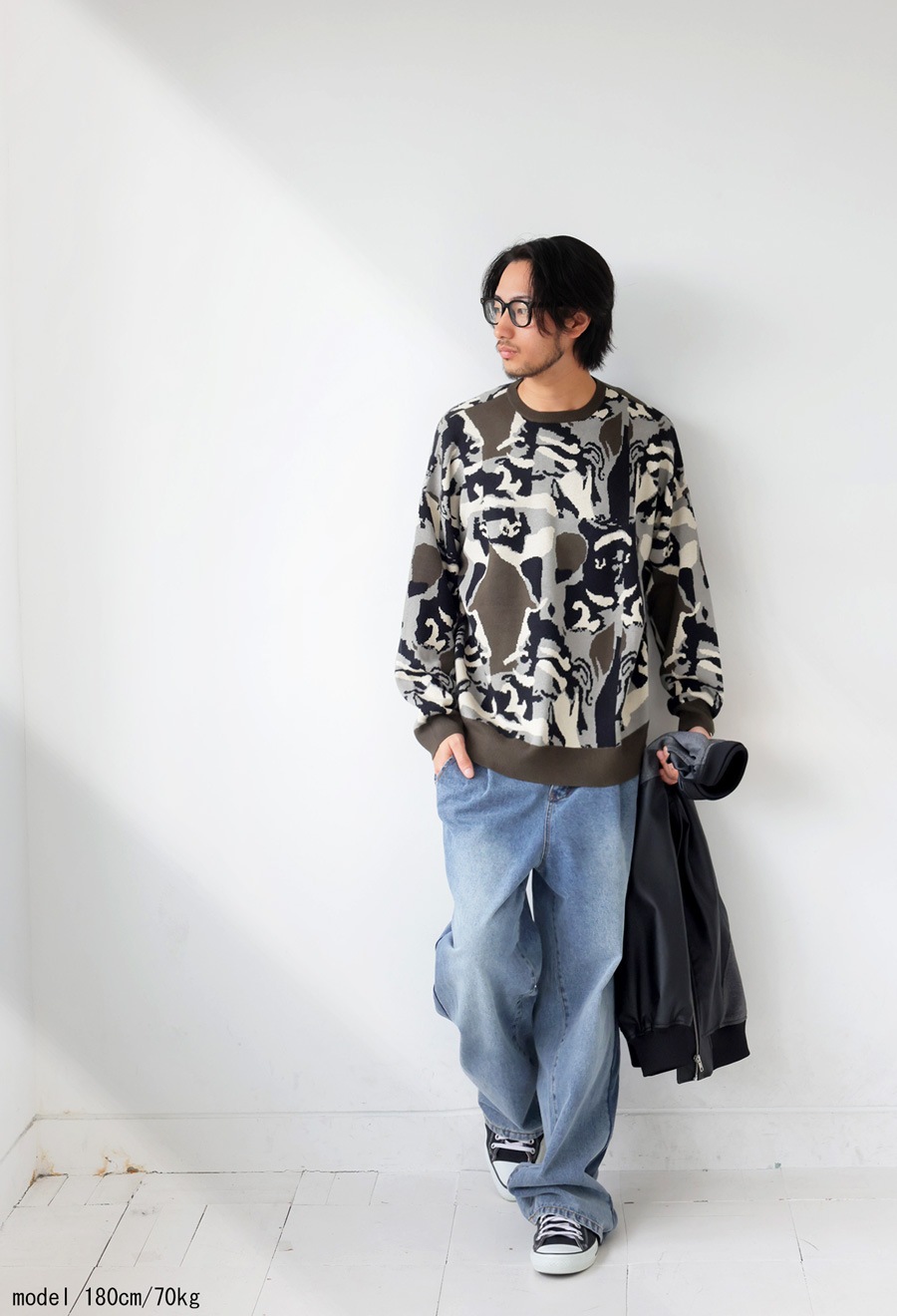 迷彩柄ニット ニット メンズ トップス 長袖 送料無料・メール便不可