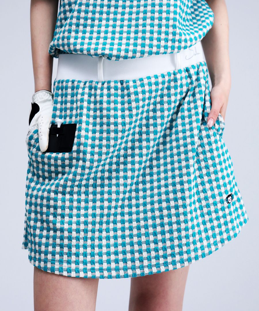 MARK&LONA スカート美品S オックスチェックゴルフウェアータイト