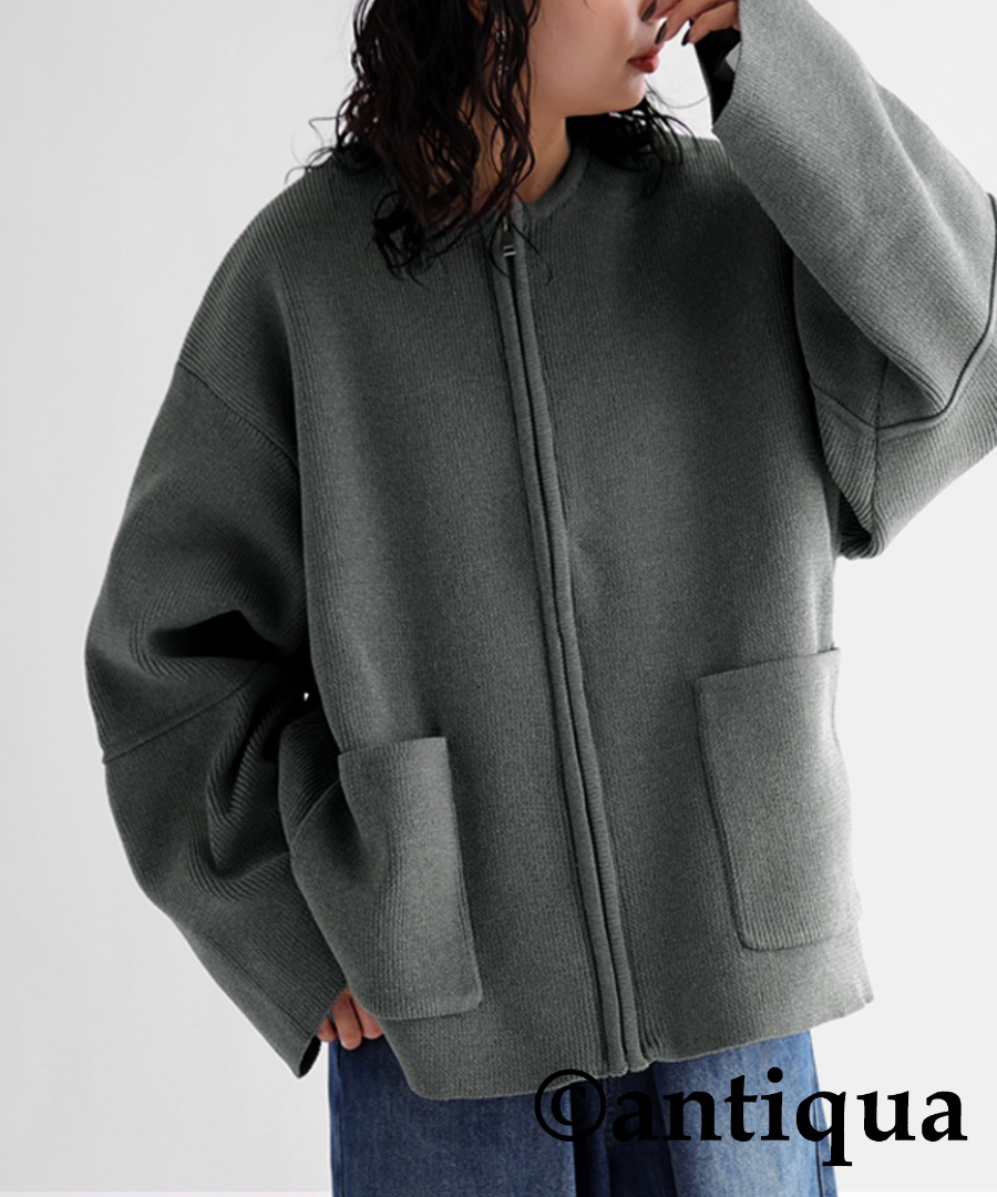 ニットブルゾン ニット レディース トップス 長袖 送料無料・メール便