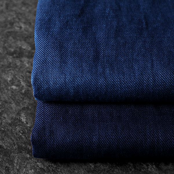 生地サンプル】児島染 洗いをかけた ベルギーリネンツイル インディゴ