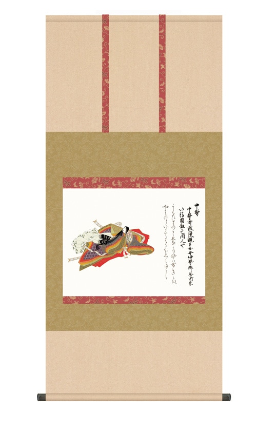 酒井抱一 「十二か月花鳥図」 六月 「立葵紫陽花に蜻蛉図」 複製掛軸