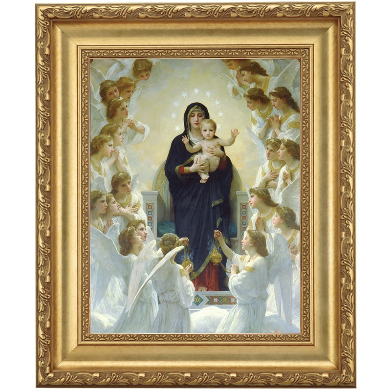 聖母マリアと天使たち』 ウィリアム・アドルフ・ブグロー 4号 立体複製