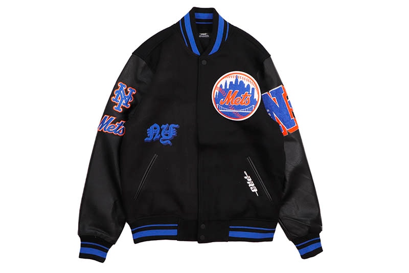 PRO STANDARD NEW YORK METS OLD ENGLISH RIB WOOL VARSITY JACKET