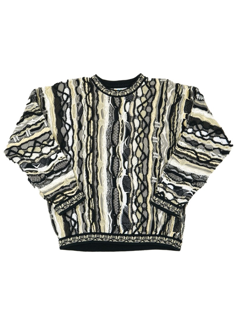 COOGI 白x黒マルチカラー 3Dニットセーター 表記(M) オーストラリア製