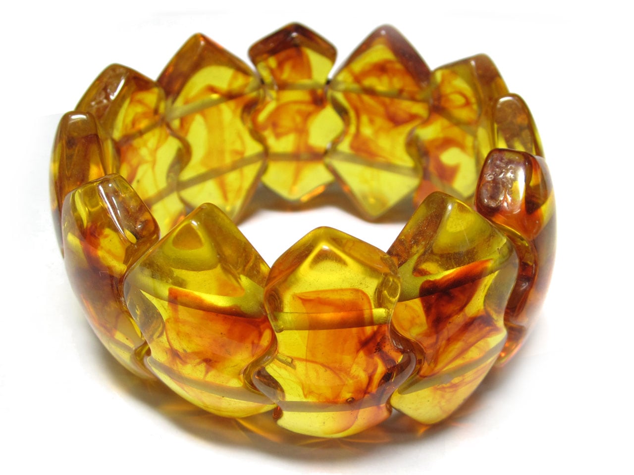 アンブロイド琥珀 バングル サンダー 約43mm イエローマーブル