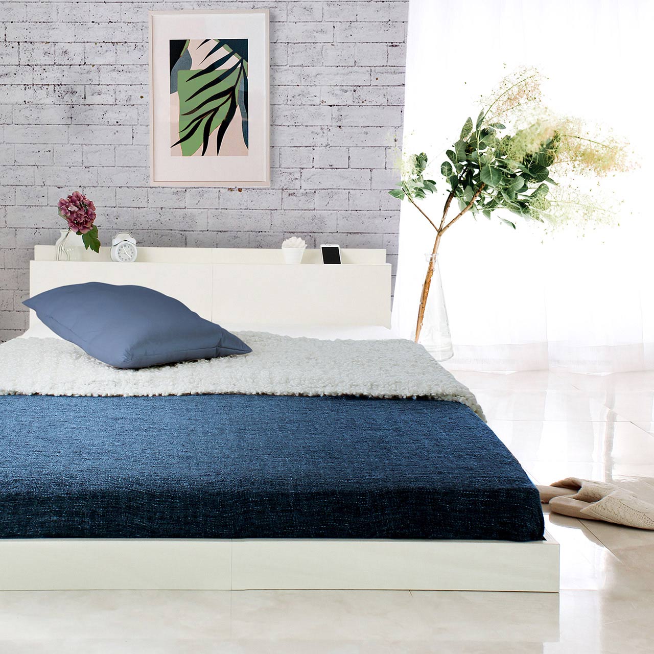 シングル】フロアベッド(ローベッド) すのこ仕様 ヘッドボード付