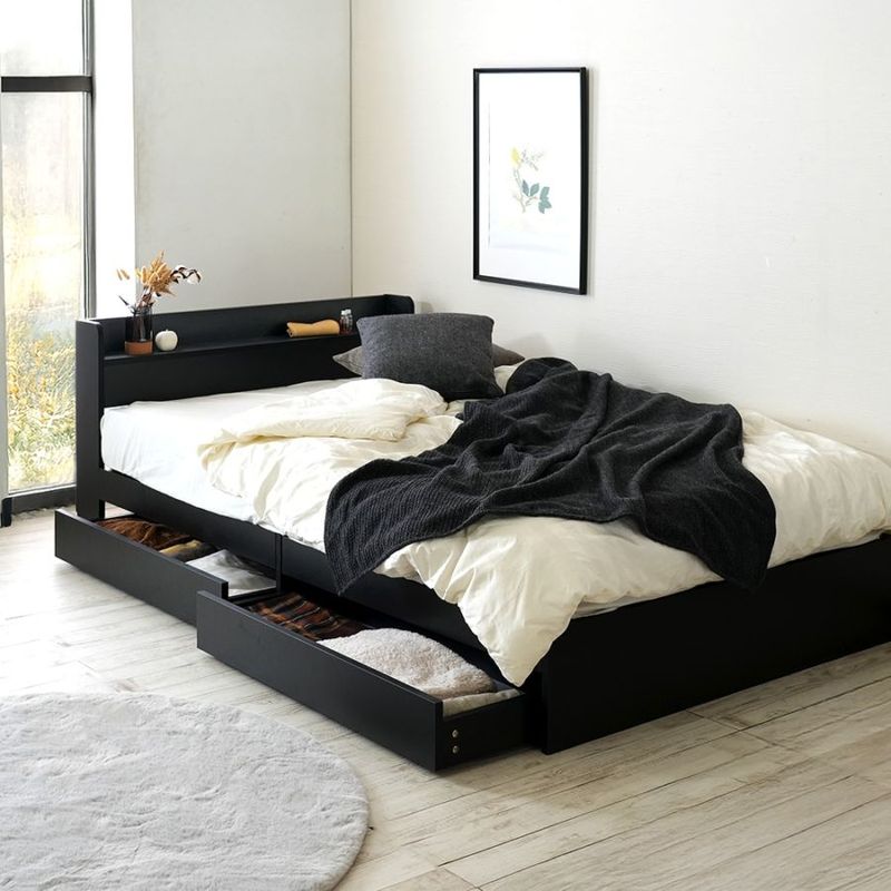 クイーン/160cm】ヘッドボード付き 引出し収納ベッド/Latte 特殊サイズ