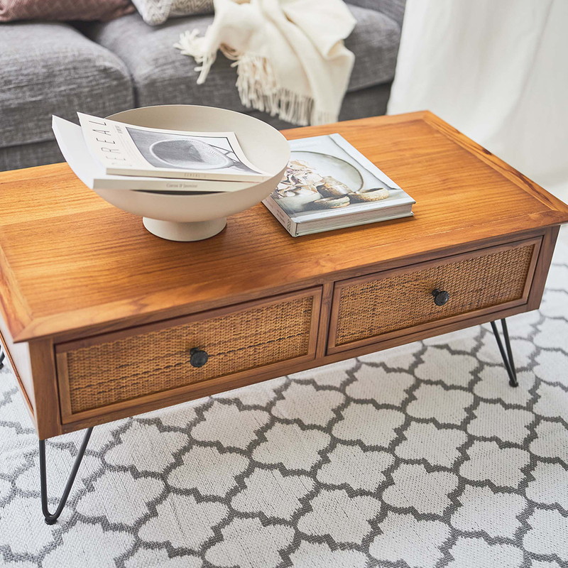 センターテーブル 【ラタン】 100×50×40cm｜ベッド・マットレス