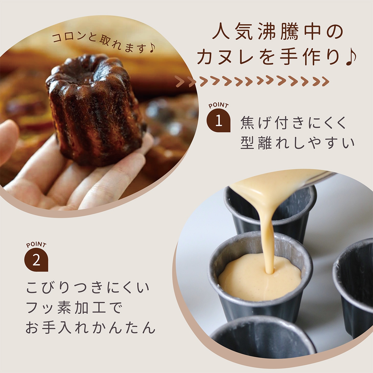 カヌレ型 テフロン加工 10個入 KGP019-10 | 型・道具,型,カヌレ型