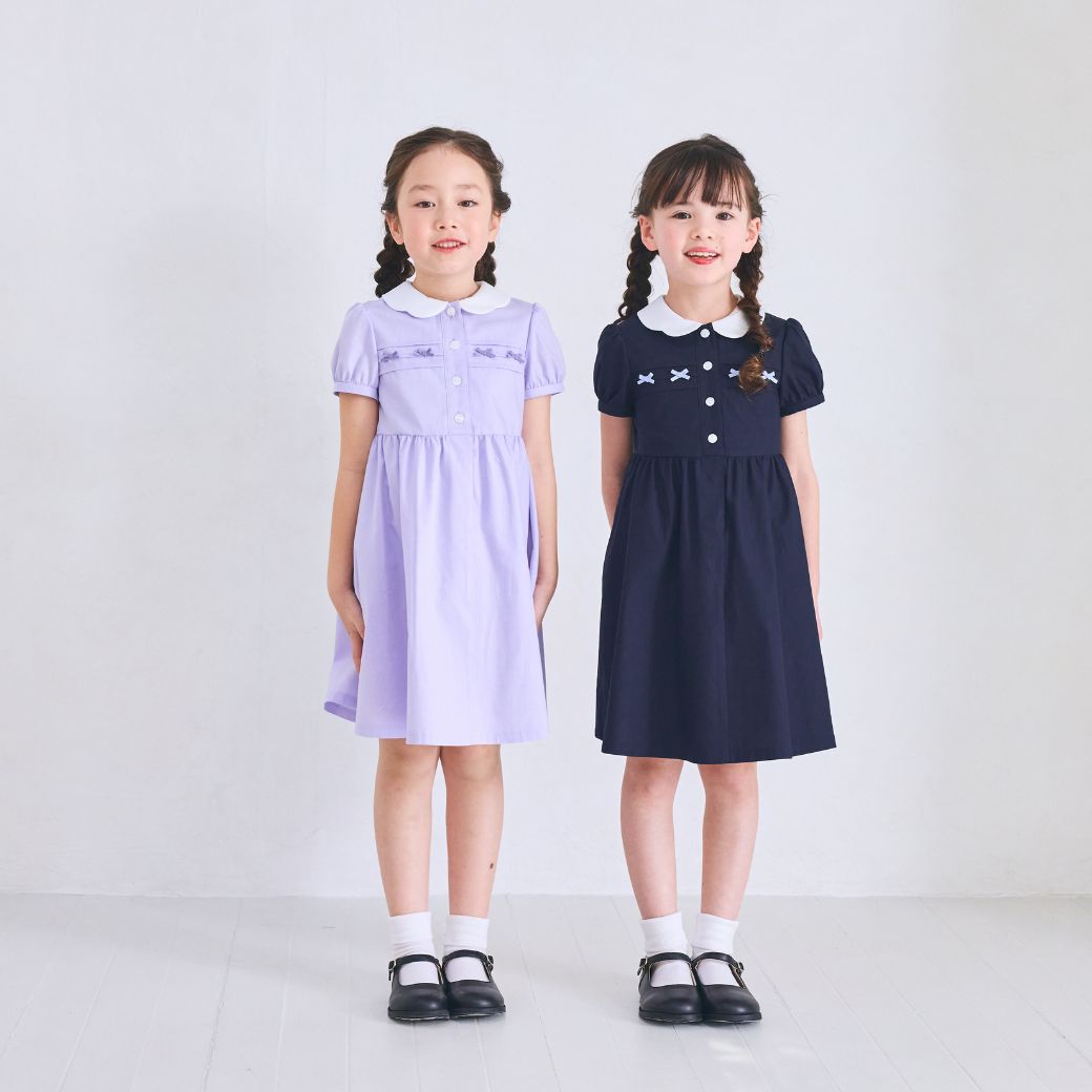 スカラップミニリボンワンピース 80 90 100 110 120 130 140cm (2536