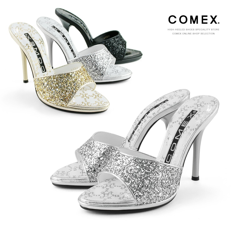 コメックス ミュール 日本製 ハイヒール 11cm ピンヒール グリッター