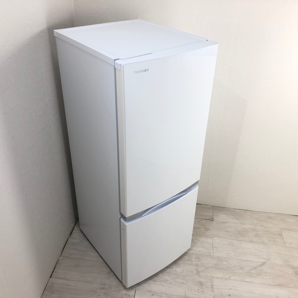 中古 東芝 153L 2ドア冷蔵庫 2018年～2019年製 ホワイト 単身用