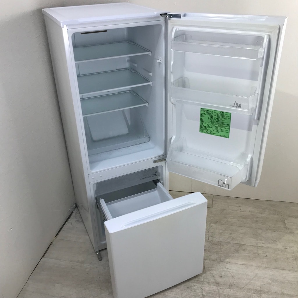 中古 156L 2ドア冷蔵庫 ヤマダ電機 YRZ-F15E1 2018年製 ホワイト 6ヶ月