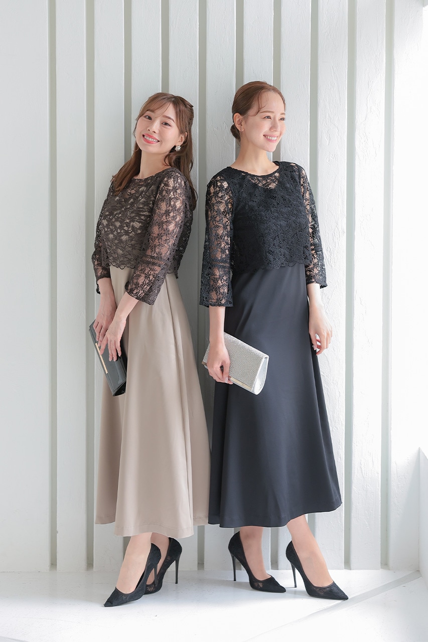 ボレロセット2WAY Aラインドレス ブラウン｜結婚式のパーティードレス