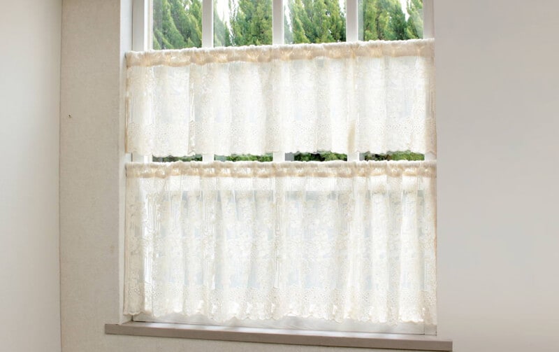 memoire チュールレース カフェカーテン 約135×45cm｜インテリアレース