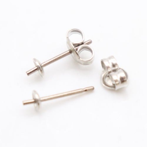 MIYUKI ピアス金具 チタンポスト 片穴用 シルバー色 2個入 K1696//S