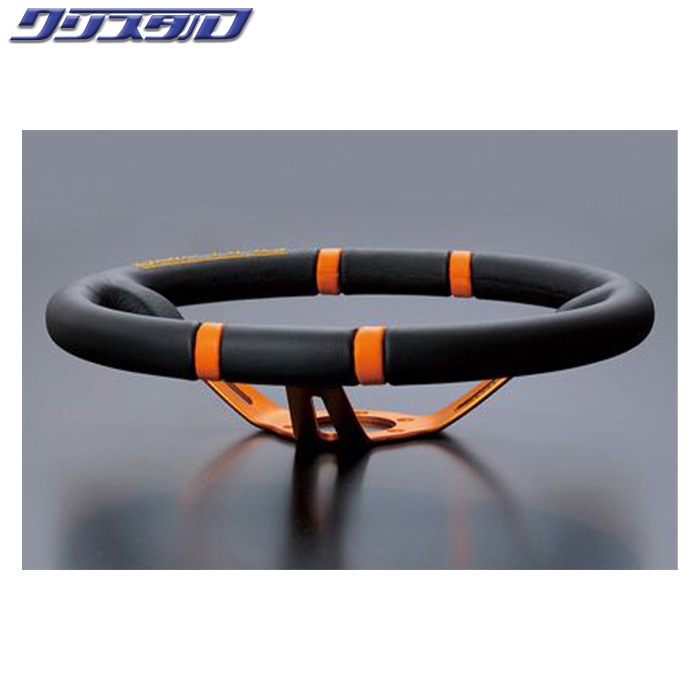 MOMO DRIFTING 350Φ 85mm DEEP BKレザー/ORスポーク ORANGEステッチ