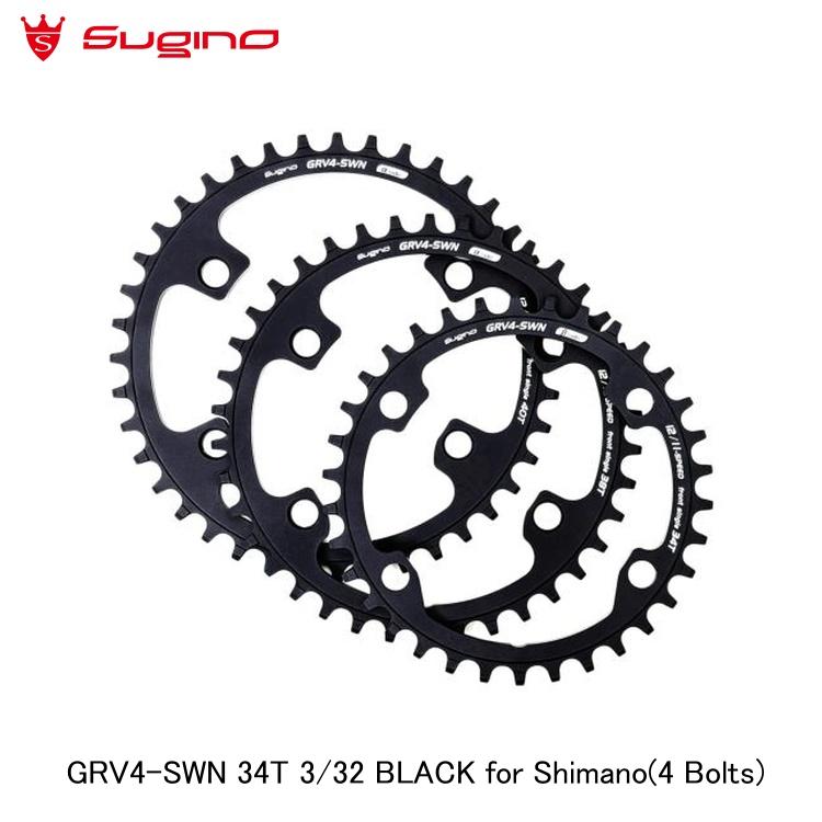 Sugino スギノ GRV4-SWN 34T 3/32 BLACK for Shimano(4 Bolts