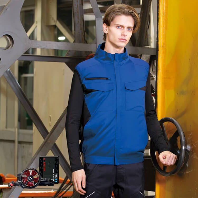予約販売中！【空調風神服 ベスト】フルセット「作業着ベスト＋12V