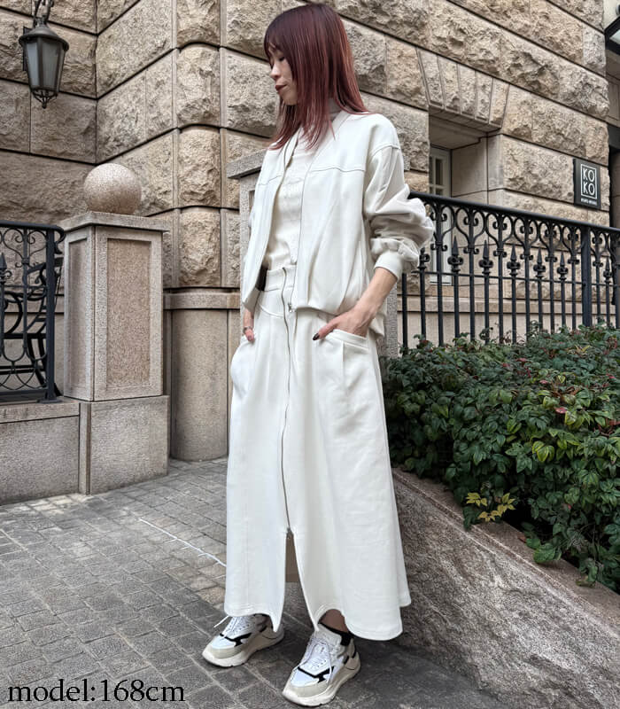 LUGIVA】チュールレイヤードスリーブジップアップブルゾン102638