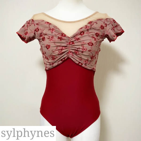 シルフィーヌ LUCAS 花柄刺繍 シースルー袖 バレエレオタード サイズ40