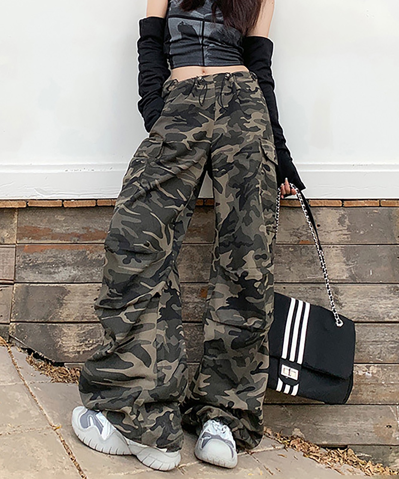 DEVICE select カモフラージュ 迷彩 Y2K ストリート ドローコード