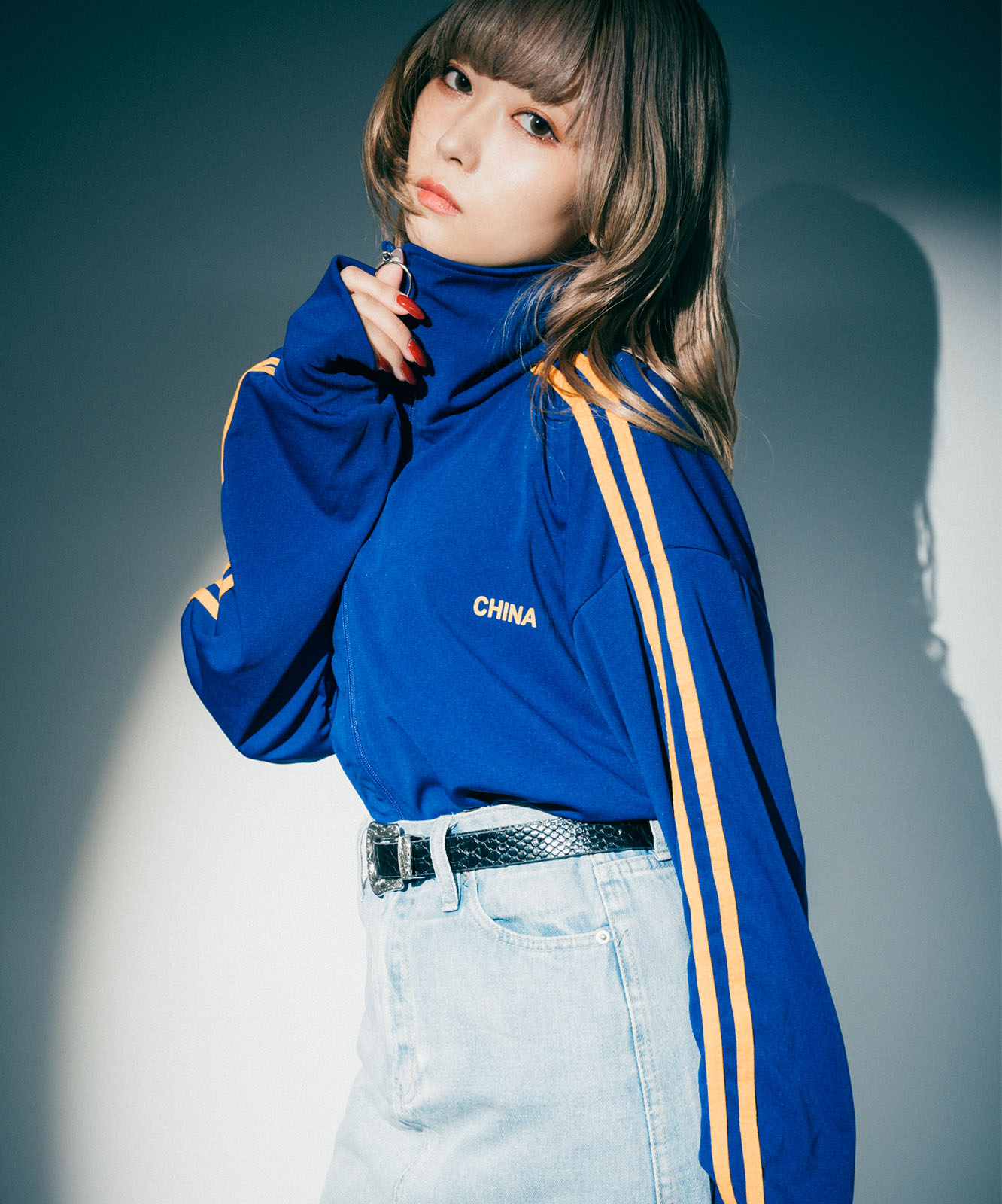 DEVICE select ハイネック ダブルライン シンプル トラックジャケット