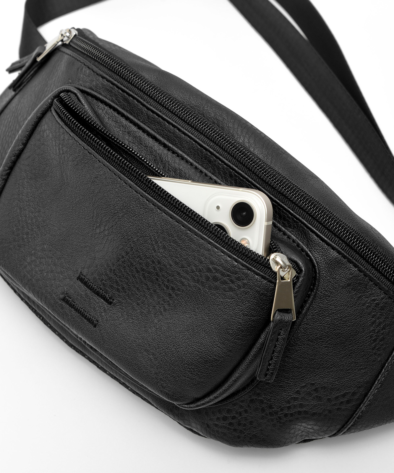 Rename フェイクレザー 刺繍デザイン ウエストバッグ ボディバッグ