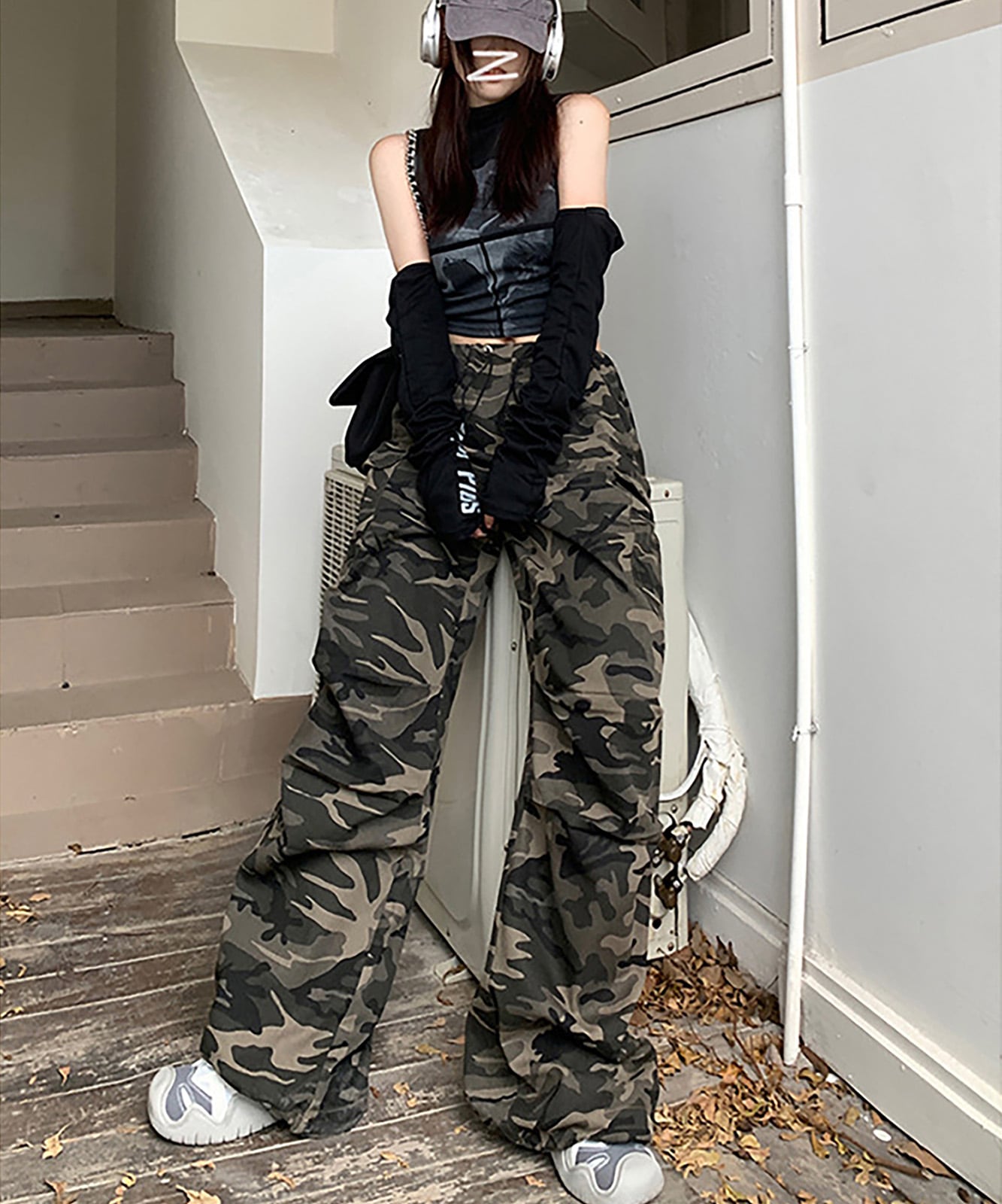 DEVICE select カモフラージュ 迷彩 Y2K ストリート ドローコード