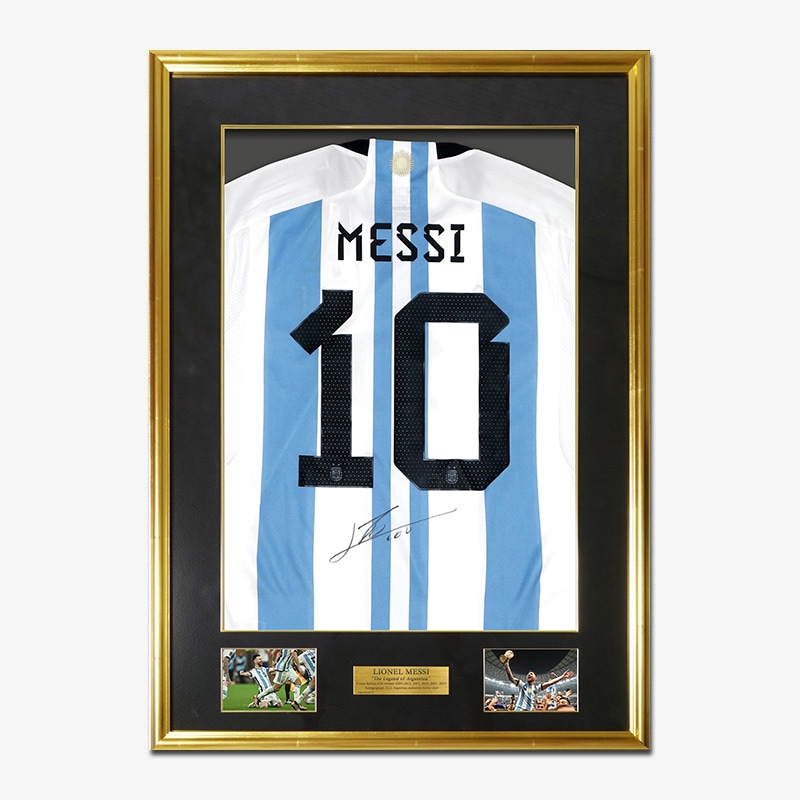 メッシ直筆サイン入りアルゼンチン代表2022ホームユニフォーム特製