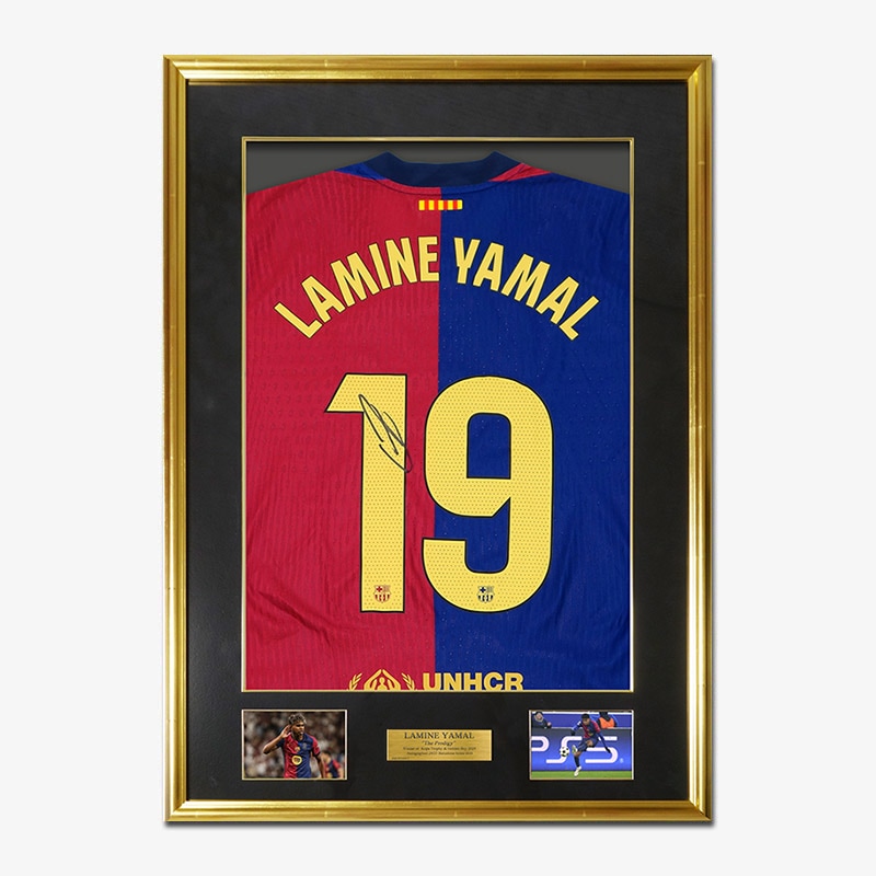 ヤマル直筆サイン入りバルセロナ24/25ホームユニフォーム特製フレーム