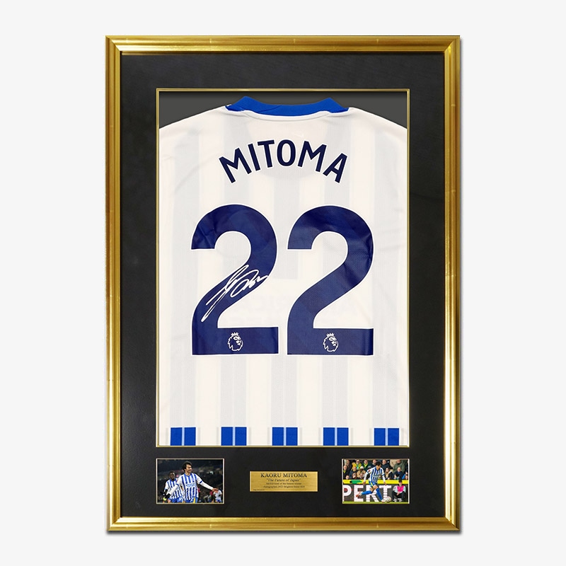 三笘薫 直筆サイン入りブライトン24/25ホームユニフォーム特製フレーム
