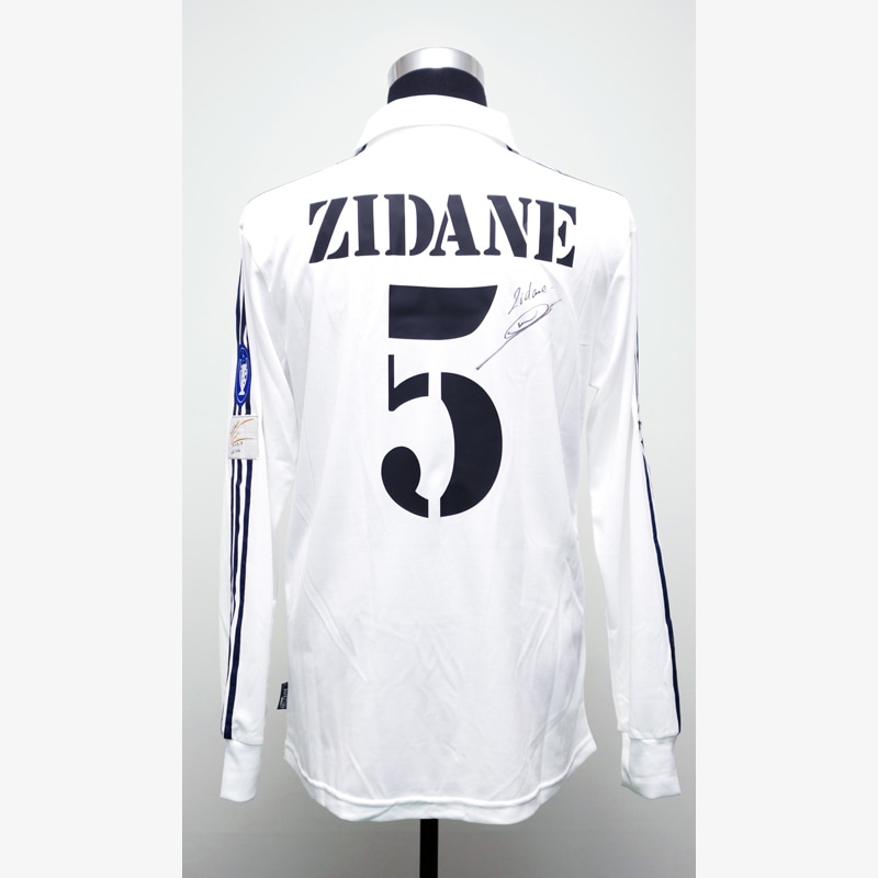 ジダン直筆サイン入りレアルマドリード01/02ホームユニフォーム (CL