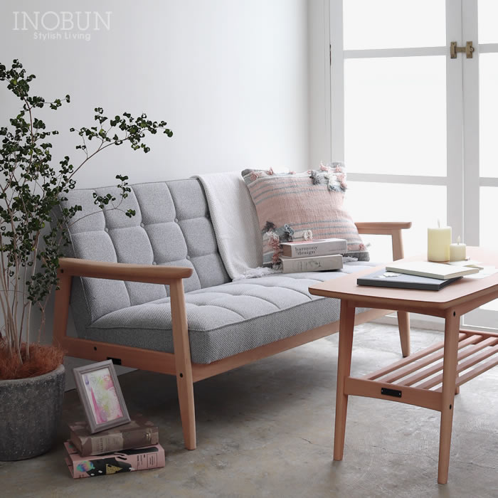 カリモク60 Kチェア 2シーター ミストグレー ピュアビーチ 【店舗取扱有】