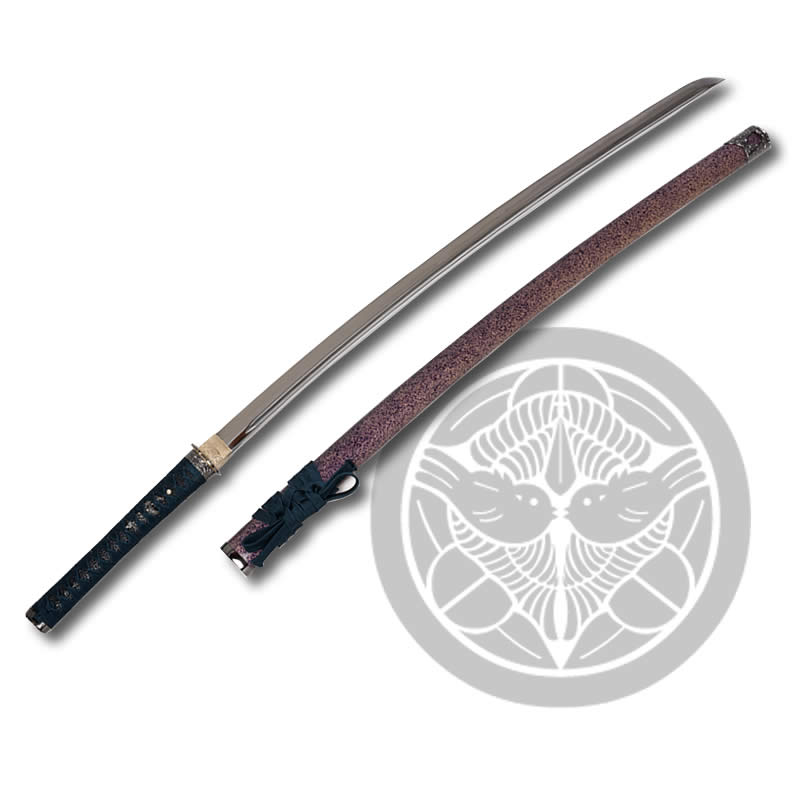 鶴姫一文字風】模造刀 湾れ刃紋 下緒 喰出し鍔 模擬刀 sword 上杉謙信