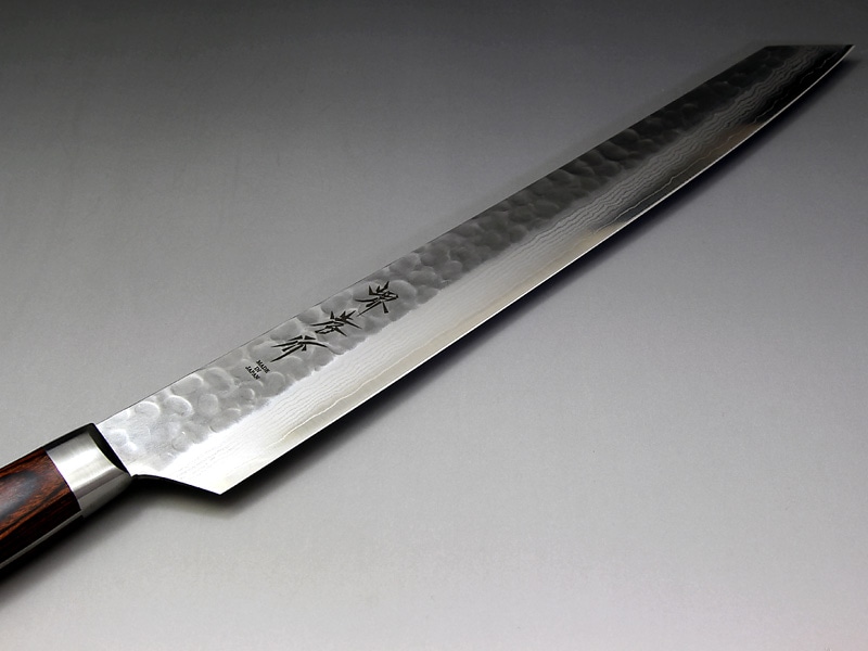 V金10号割込 ダマスカス17層鎚目 切付柳刃300