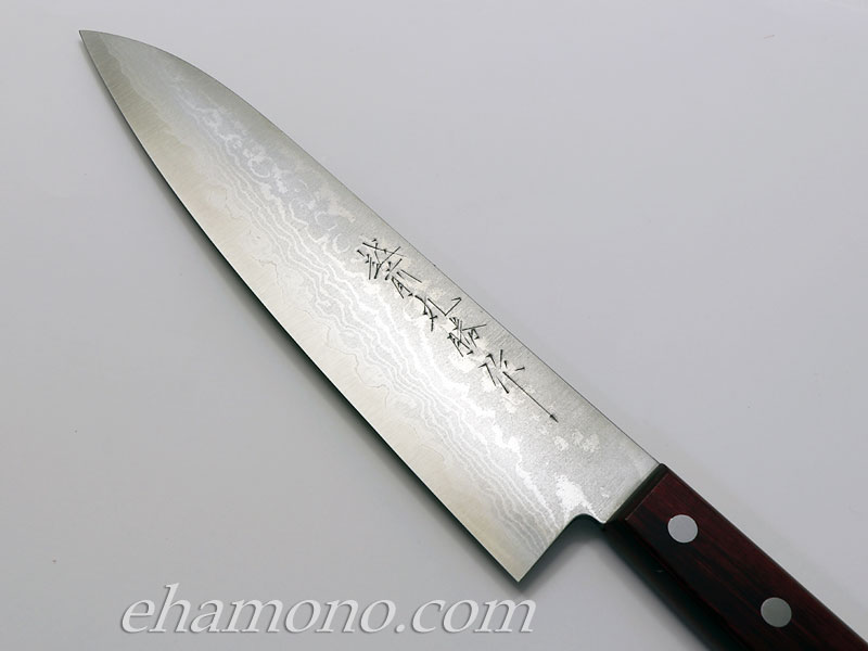 越前 山本 直 銀三鋼 梨地 鎚目 文化 包丁 155mm 5寸 赤合板柄 三徳