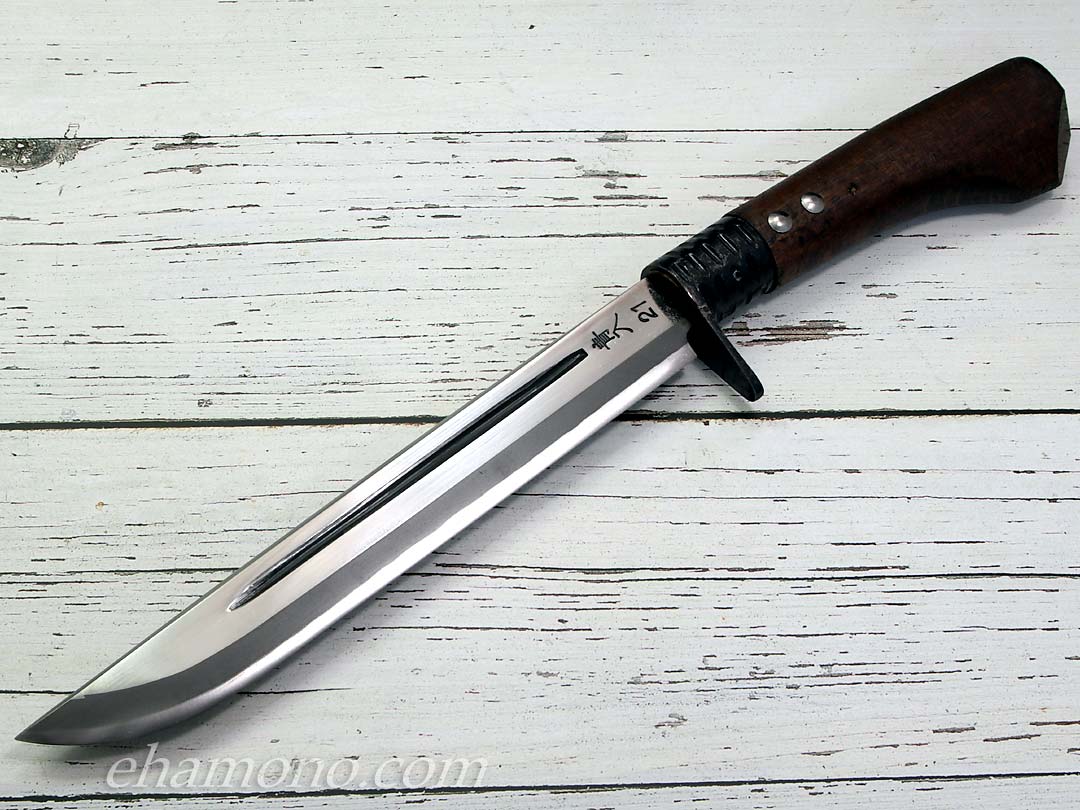 土佐鍛冶 松本正忠作 青鋼細身剣鉈 210 先フ型