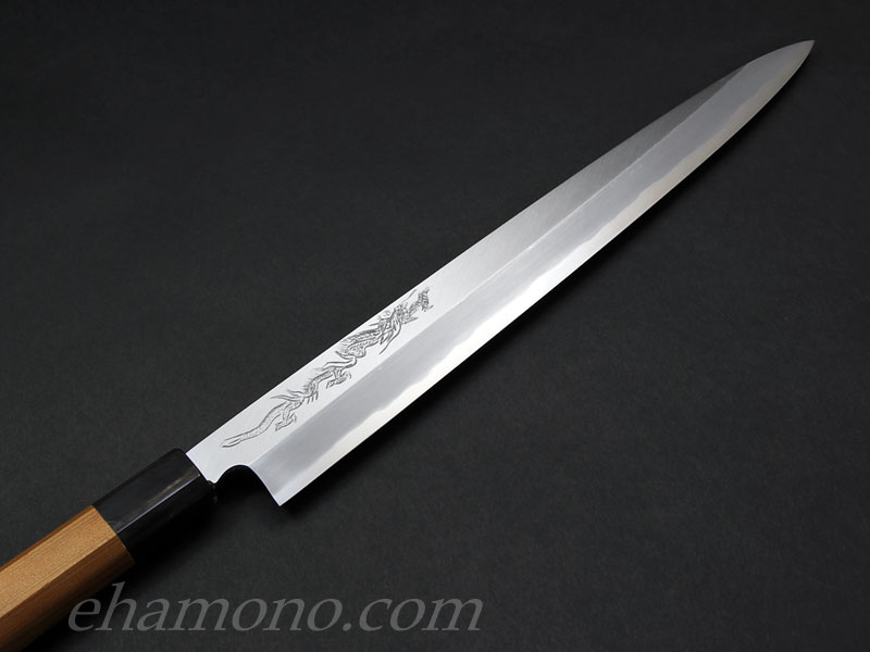 堺孝行”龍”彫刻入り 特上柳刃300