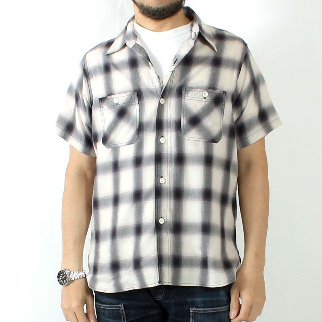 SUGAR CANE(シュガーケーン) オンブレチェック半袖ワークシャツ