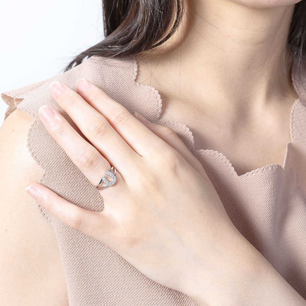 レディース 指輪 ダイヤモンド 馬蹄 ホースシュー 0.2ct リング