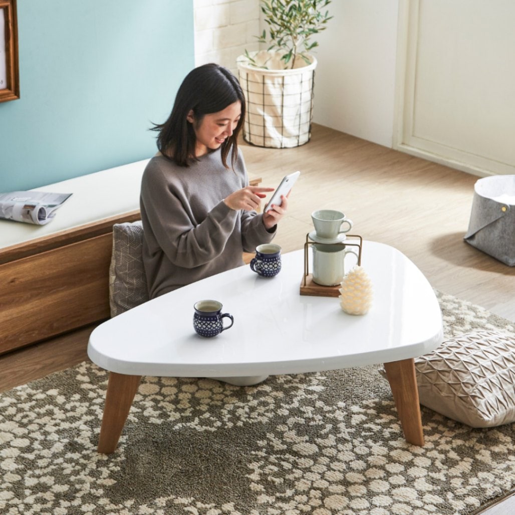 ローテーブル リビングテーブル 変形B ホワイト 天然木 MY 110 UV変形