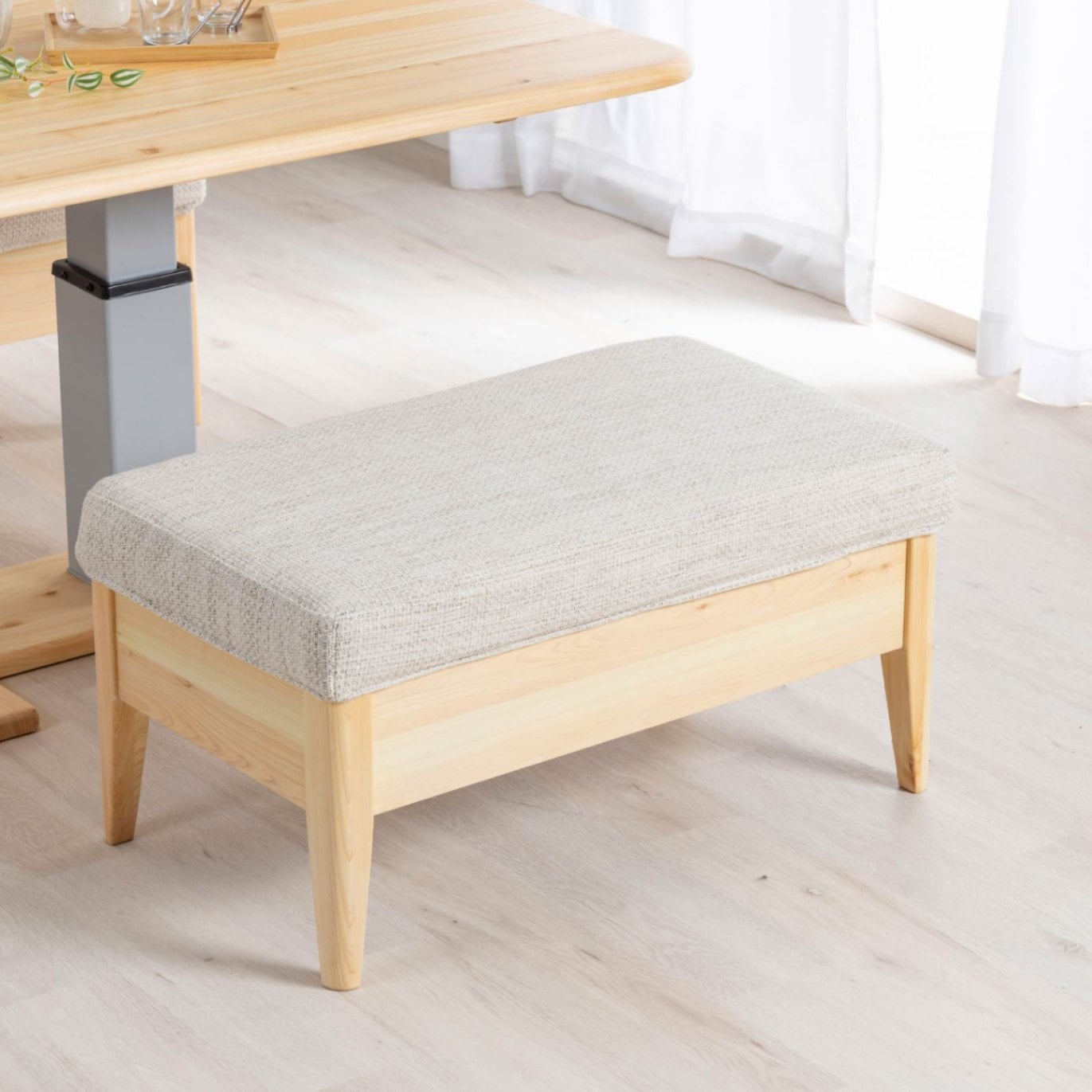 リビングベンチ ダイニングベンチ 国産ひのき アイボリー ブラウン