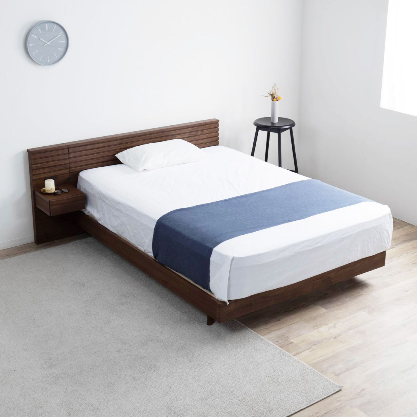無印 セミダブルベッドフレーム ウォールナット 無印 木製ベッド