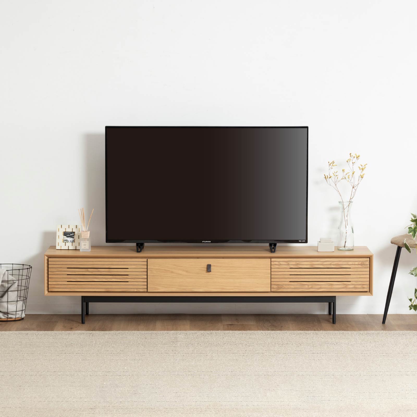 幅180］ ボスコーネ ｜ テレビボード 木目調 アイアン脚 【在庫限り品】