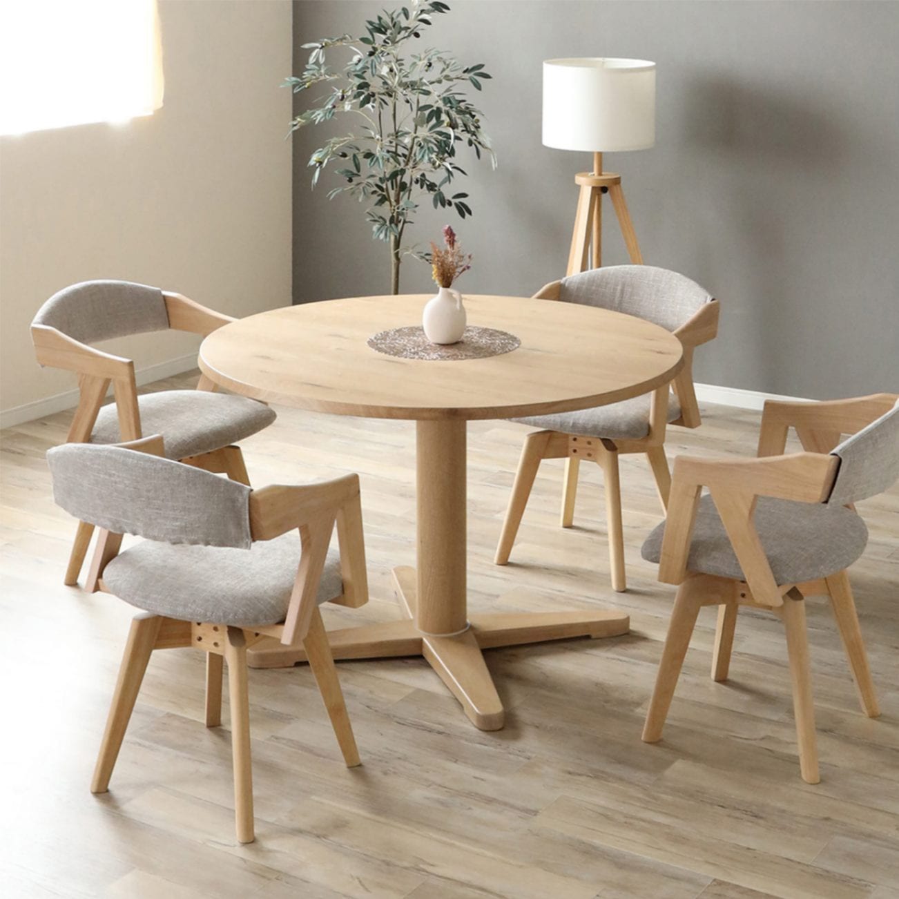 丸テーブル ダイニングテーブル110cm｜無垢材 1本脚【公式】tac INTERIOR