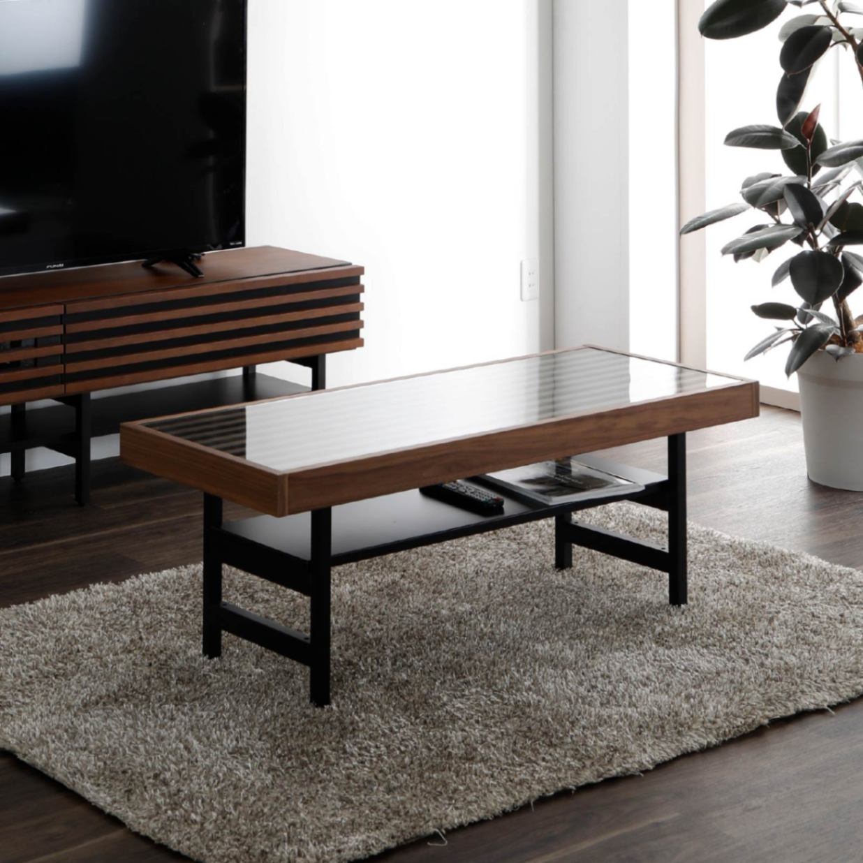 幅120］ セガール ｜ 木目調 アイアン脚 リビングテーブル ロー