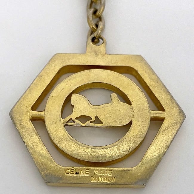 セリーヌ キーリング ゴールド キーホルダー 馬車 メタル GP 中古