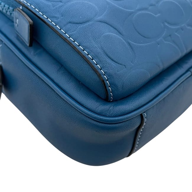 未使用 COACH レザー ボディバッグ 青と黒コンビ 未使用 COACH レザー