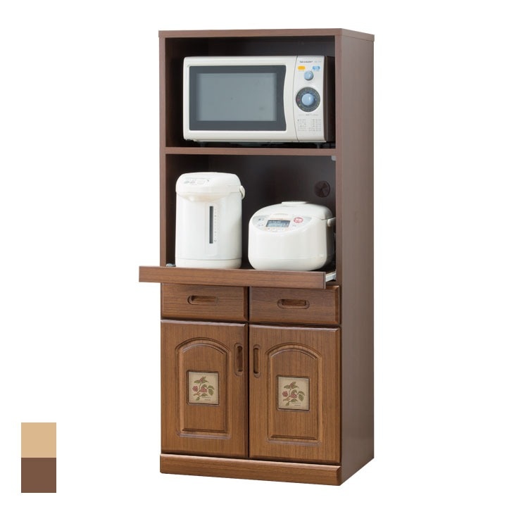 九州大川産 天然木タイル付レンジ台 ハイタイプ｜ファミリー・ライフ